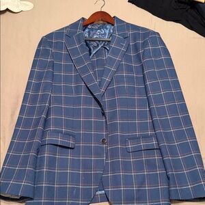 Classic Blue Checkered Men's Blazer